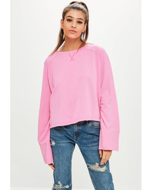Lyst - Missguided Pink Washed Wide Sleeve Sweatshirt in Pink - Save 53%