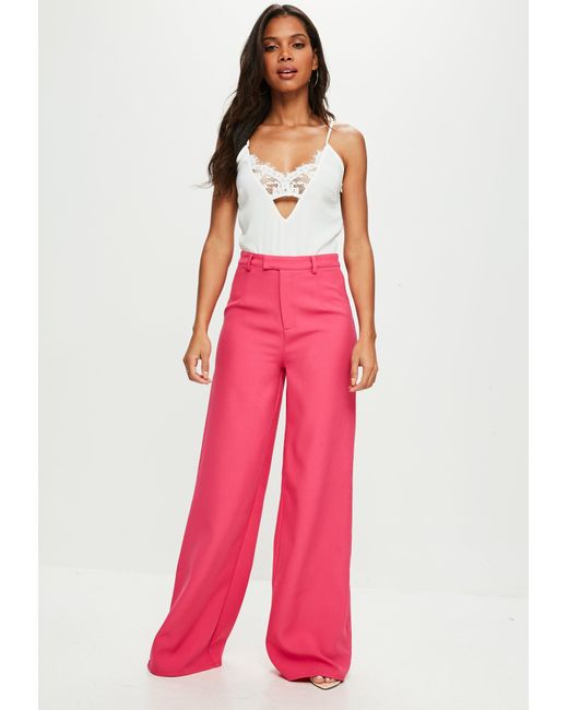 Missguided Tall Pink Suit Wide Leg Pants in Pink | Lyst