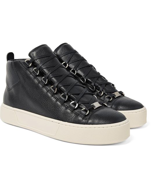 Balenciaga Arena Full-grain Leather High-top Trainers in Black for Men ...