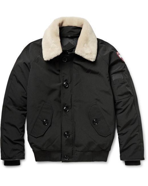 Lyst - Canada goose Foxe Shearling And Leather-trimmed Shell Down Bomber Jacket in Black for Men