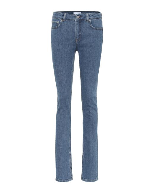 Ganni Denim Mid-rise Skinny Jeans in Blue - Lyst