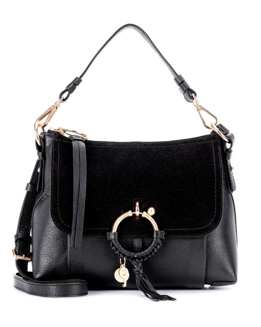 See By Chloé Joan Small Leather And Suede Crossbody Bag in Black - Lyst