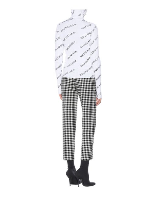 Lyst - Balenciaga Logo-knit Turtleneck Sweater in White