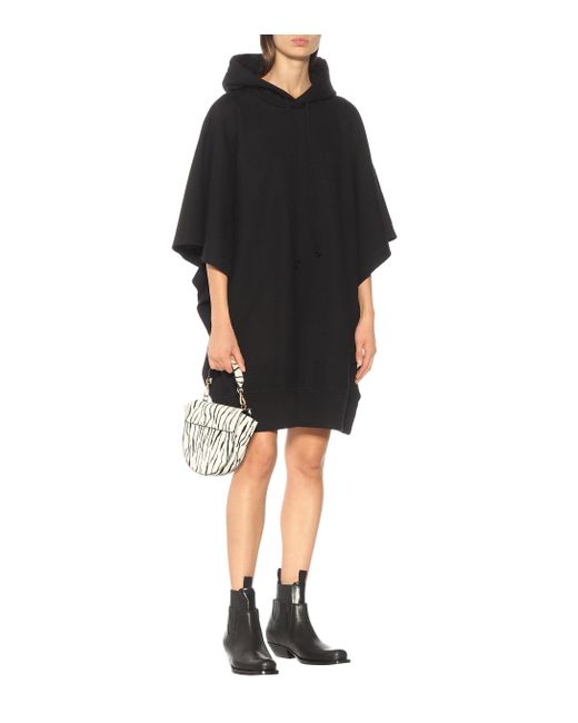 MM6 by Maison Martin Margiela Printed Cotton Hoodie Dress in Black - Lyst