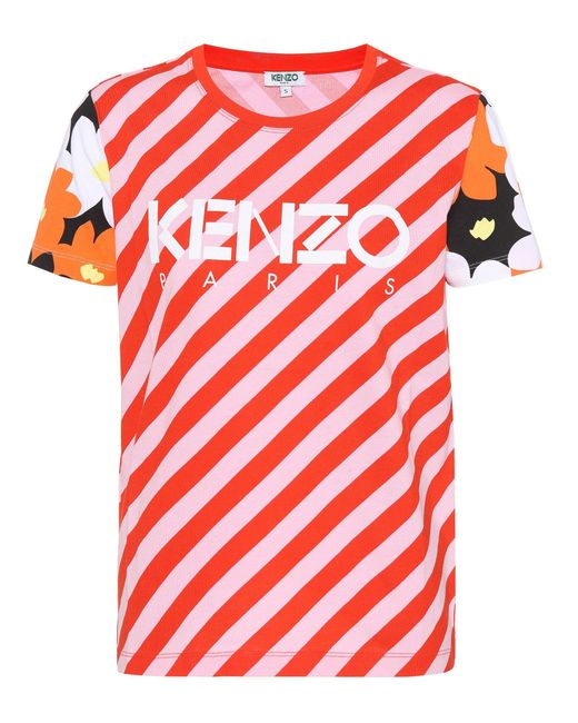 Kenzo Printed Cotton T-shirt in Red | Lyst