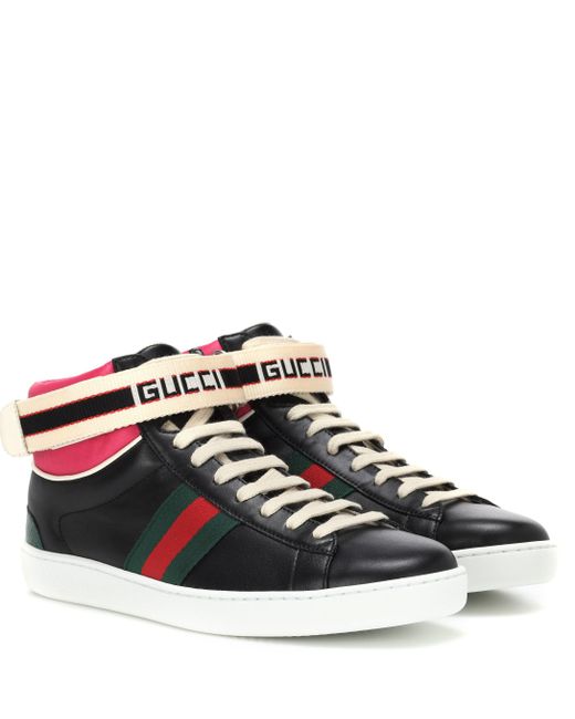 Lyst - Gucci Leather High-top Sneakers in Black - Save 15%