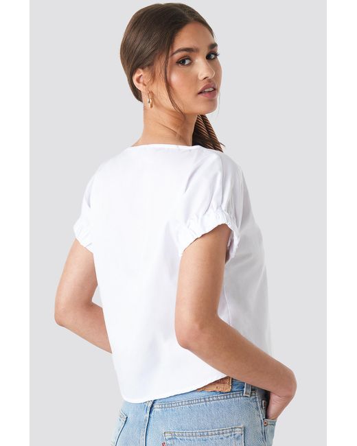 Na Kd Puff Short Sleeve Blouse White In White Lyst