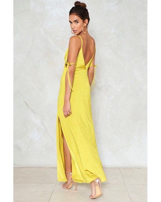 Nasty gal Slinky Tie Cold Shoulder Maxi Dress Slinky Tie Cold Shoulder