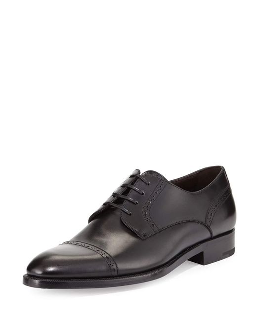 Ermenegildo zegna Leather Captoe Derby Shoe in Black for