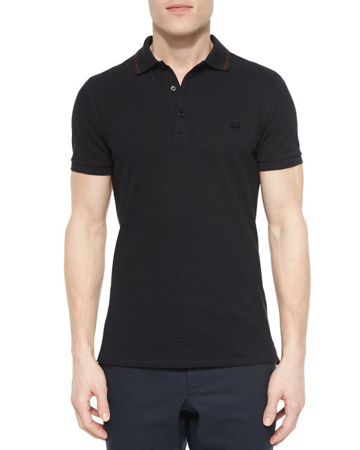burberry tipped pique polo shirt in black for lyst burberry tipped pique polo shirt in black for lyst