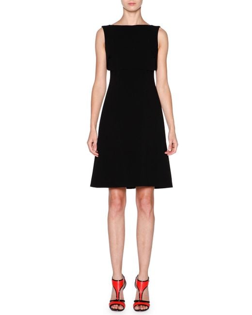 Giorgio armani Sleeveless Overlay Fit-&-flare Dress in Black | Lyst