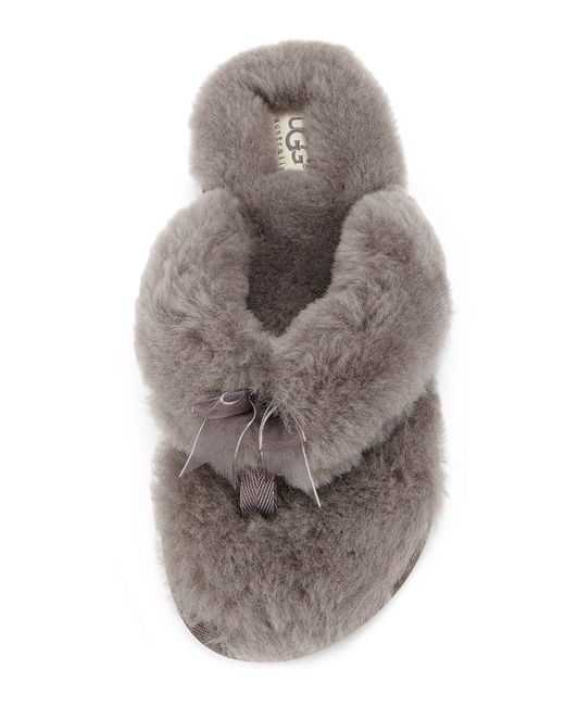 Ugg Fluff Fur Flip Flop Slipper in Gray (GREY) | Lyst