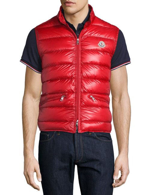Moncler Gui Puffer Vest in Red for Men - Save 12% | Lyst