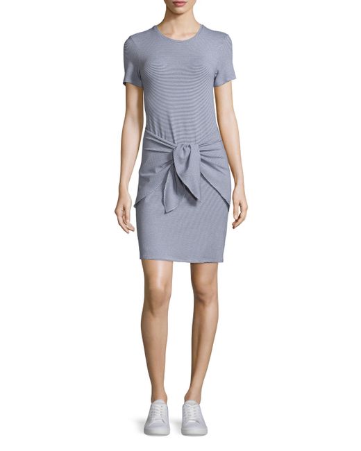 Download Theory Dakui Narrow Tie-front T-shirt Dress in Gray ...