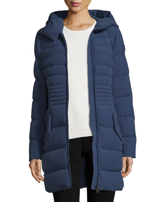 Peuterey Hooded Quilted Zip-front Parka in Blue | Lyst