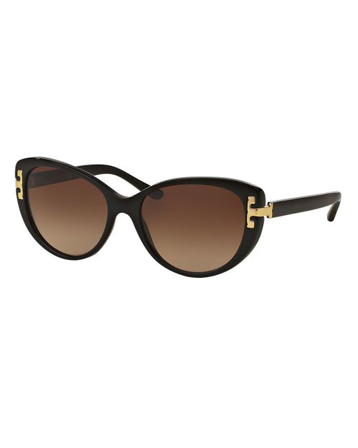 Tory Burch Universal Fit Cat Eye Sunglasses In Black Lyst 0911