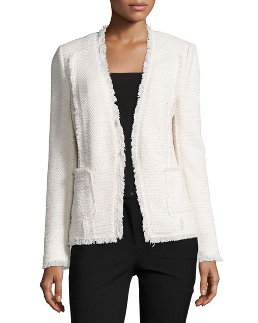 Rebecca taylor Sparkle Tweed Openfront Blazer in White Lyst