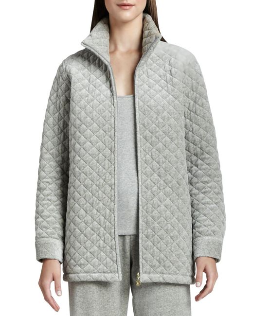 Joan vass Quilted Velour Jacket in Gray - Save 50% | Lyst