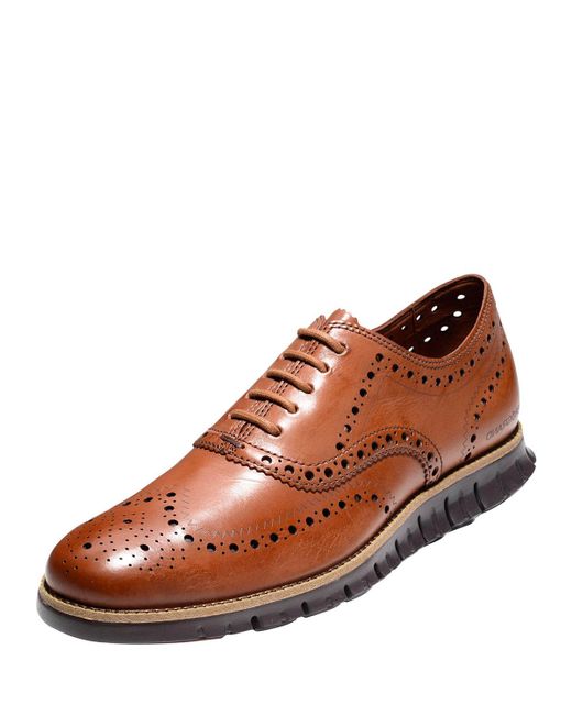 Lyst - Cole Haan Zerogrand Leather Wing-tip Oxford in Brown for Men
