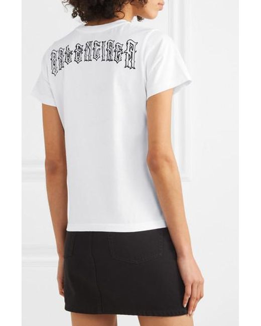 Balenciaga Tattoo Embroidered Cotton-jersey T-shirt in White - Lyst