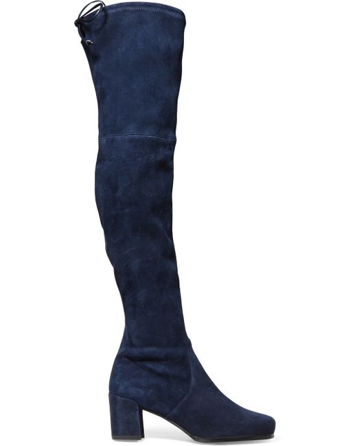 Stuart weitzman Hinterland Stretch-suede Over-the-knee Boots in Blue ...