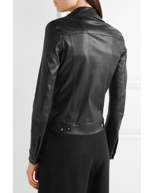 The Row Coltra Bonded Stretch Leather Jacket In Black Lyst The Row Black Coltra Bonded Stretch Leather Jacket Lyst