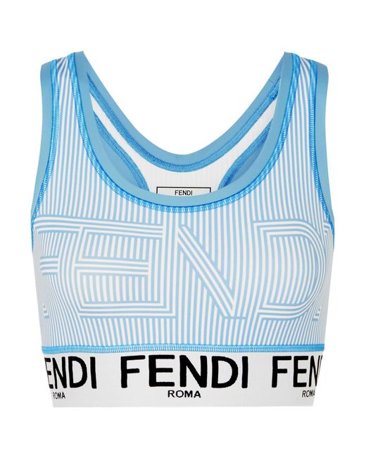 Fendi Striped Stretch Sports Bra in Blue | Lyst