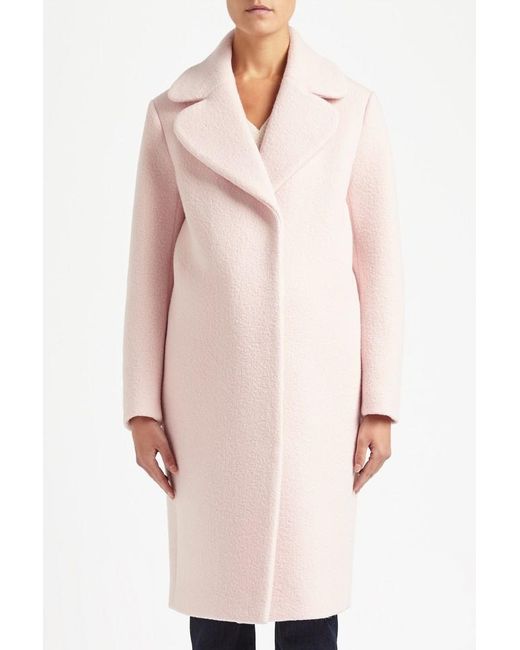 Maje Gymon Boiled Wool Long Coat in Pink | Lyst