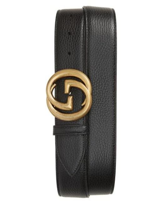 Lyst - Gucci Interlocking-g Calfskin Leather Belt in Black for Men