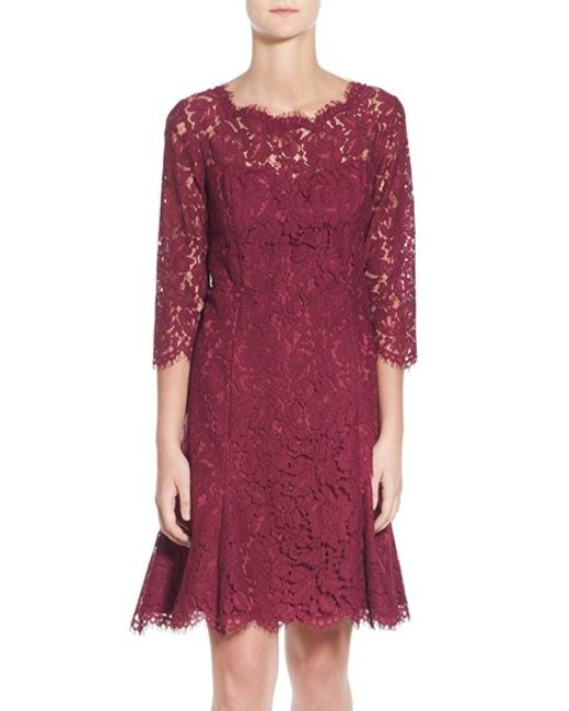 eliza j lace fit flare dress in jungle green lyst eliza j lace fit flare dress in jungle green lyst