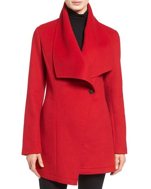 Laundry by shelli segal Double Face Drape Collar Coat in Red Lyst