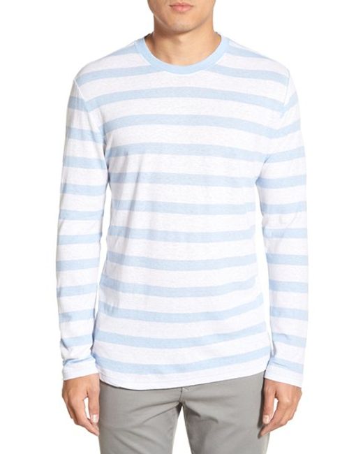 Slate & stone Stripe Cotton Long Sleeve T-shirt in Blue for Men (LIGHT