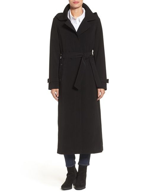 Lyst Gallery Belted Long Nepage Raincoat With Detachable Hood