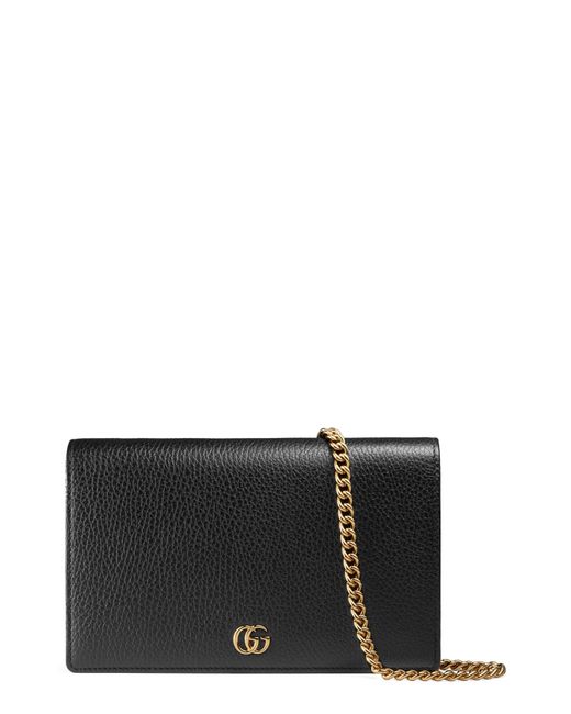 Lyst - Gucci Marmont Leather Wallet On A Chain in Black