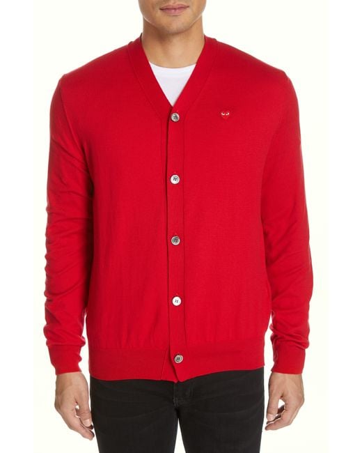 comme des garcons red cardigan