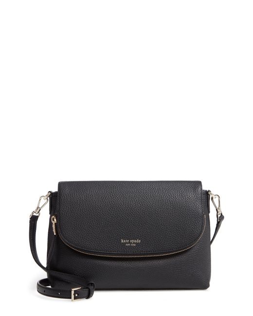 Kate Spade Large Polly Leather Crossbody Bag in Parchment (Black) - Save 30% - Lyst