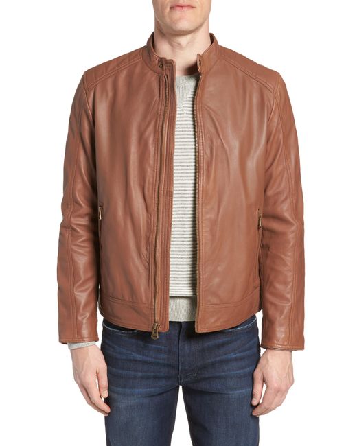 Men S Gray Washed Leather Moto Jacket
