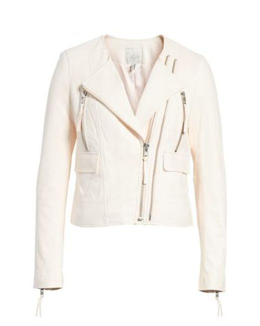 Joie Vivianette Leather Moto Jacket In Natural Lyst Joie Natural Vivianette Leather Moto Jacket Lyst