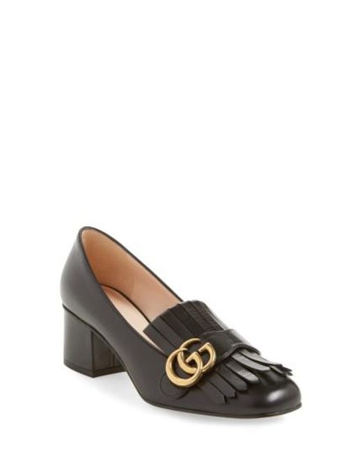 Lyst - Gucci Marmont Leather Pumps in Black - Save 6%