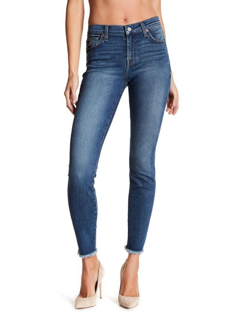 7 for all mankind Gwenevere Raw Hem Ankle Jeans in Blue | Lyst
