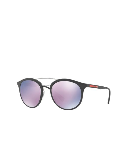 Prada Phantos 54mm Round Sunglasses in Gray for Men - Lyst