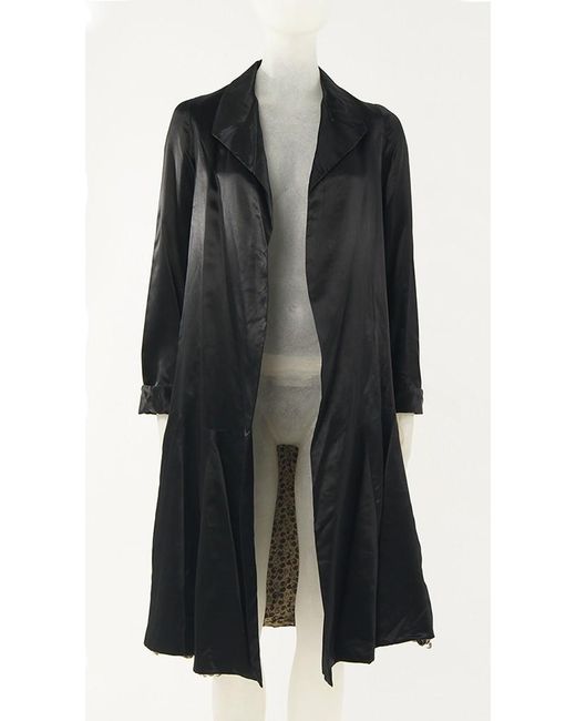 Norma kamali Satin Throw Over Coat in Black Lyst