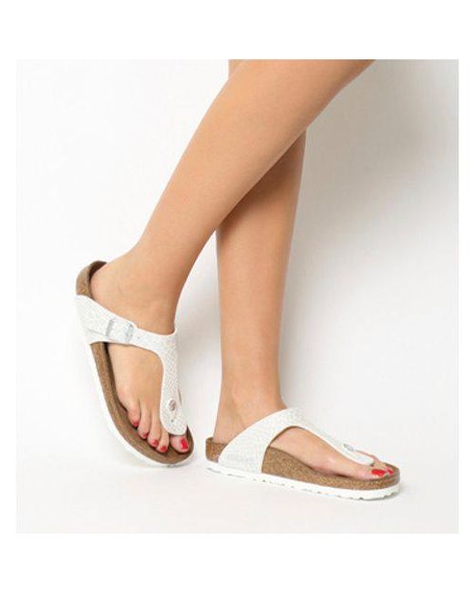 white birkenstocks thong