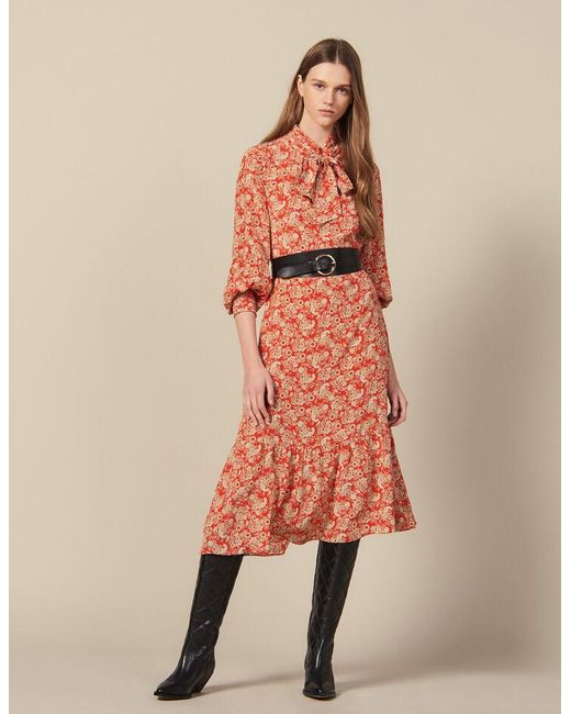 sandro margaret printed shirt dress