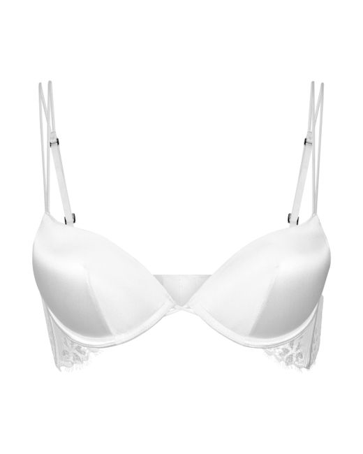 La Perla Exotique Off-white Padded Push-up Bra With Leavers Lace Trim ...