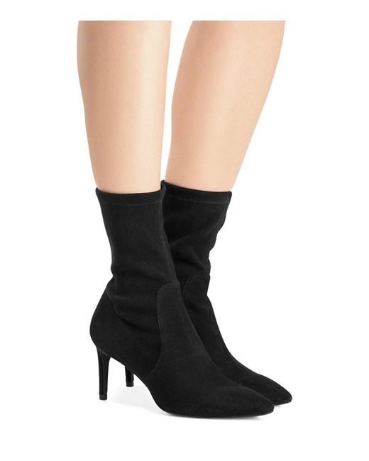stuart weitzman black wren 75 suede heeled ankle boots
