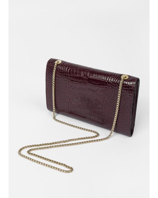 Download Lyst - Paul Smith Burgundy Mock-Croc Leather Clutch Bag in ...