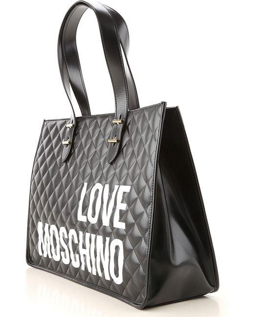 Moschino Leather Tote Bag in Black - Lyst