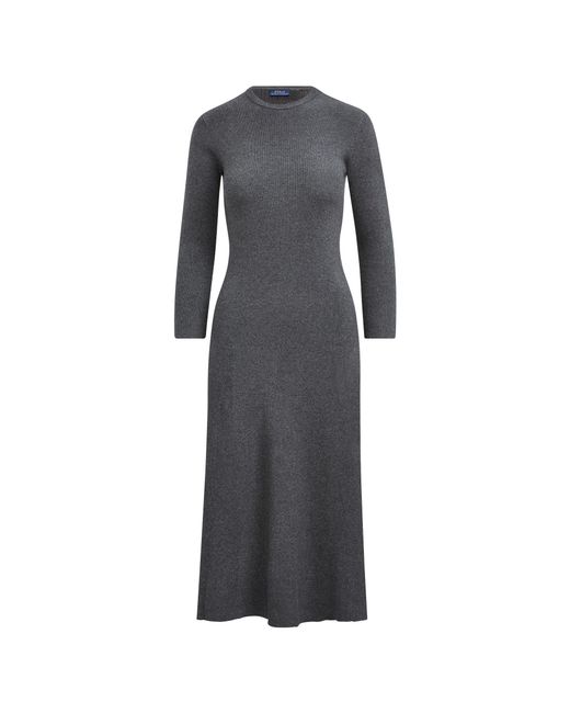 Lyst - Polo Ralph Lauren Grey Knitted Ribbed Dress in Gray - Save 43. ...