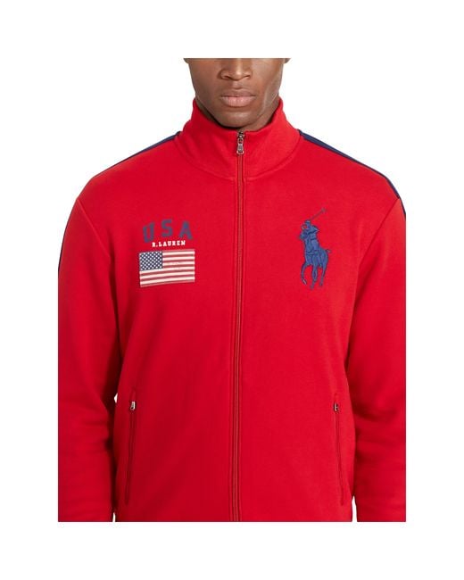 Polo ralph lauren Usa Fleece Track Jacket for Men | Lyst